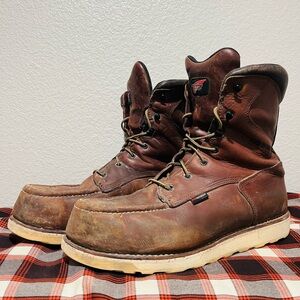 Red Wing Shoes Brown Leather Lace-Up Work Boots